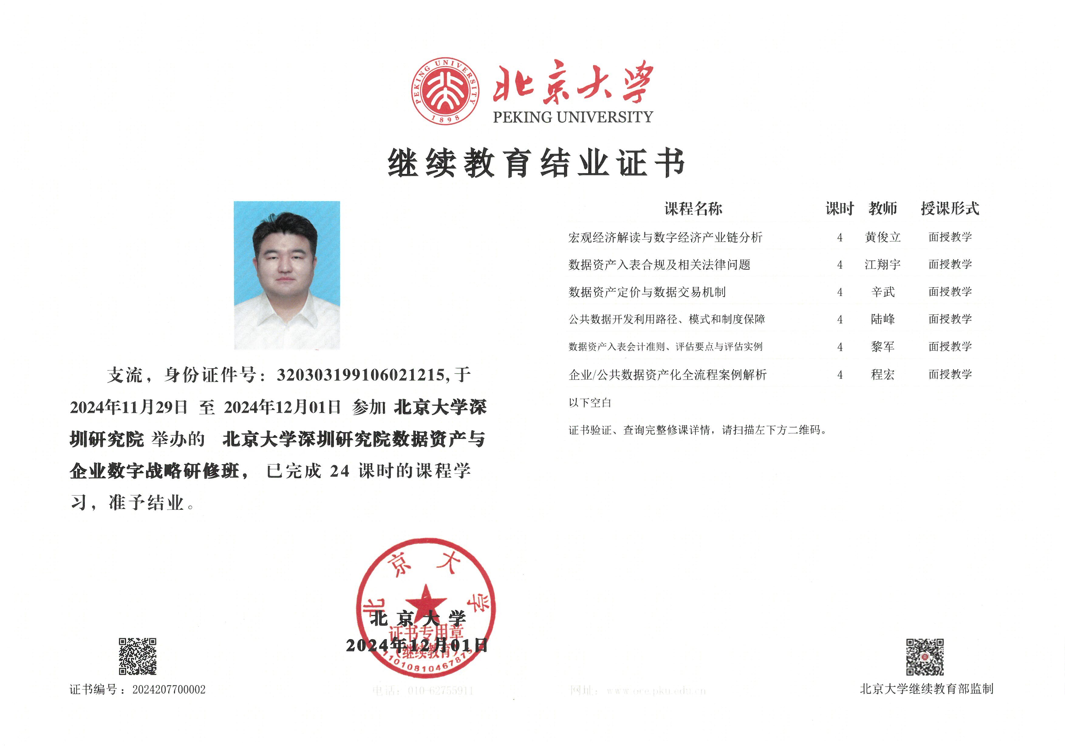 北京大學數(shù)據(jù)資產(chǎn)資質(zhì)證書